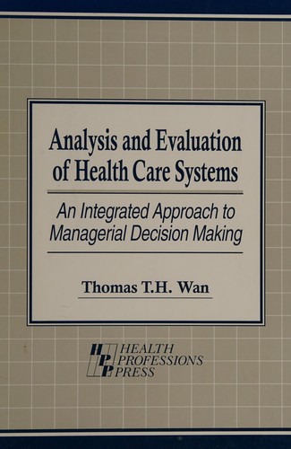 Cover for Analysis and evaluation of health care systems