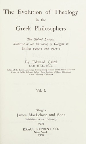 Cover for The Evolution of Theology in the Greek Philosophers, Vol. 2