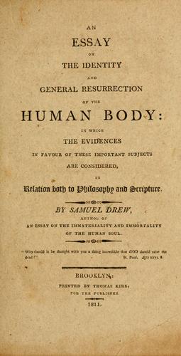 Cover for An Essay on the identity and general resurrection of the human body