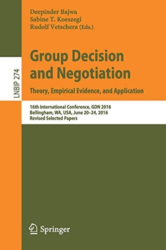 Cover for Group Decision and Negotiation : Theory, Empirical Evidence, and Application