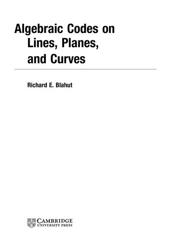 Cover for Algebraic codes on lines, planes, and curves