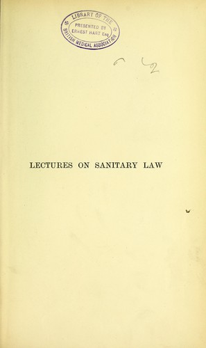 Cover for Lectures on sanitary law.