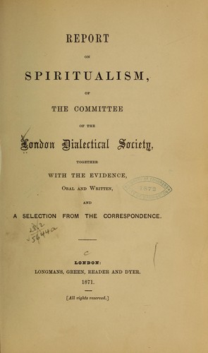 Cover for Report of spiritualism, of the committee of the London dialectical society