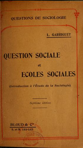 Cover for Question sociale et écoles sociales