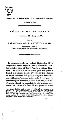 Cover for Mémoires de la Société des sciences morales, des lettres et des arts de ...