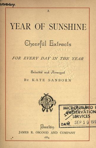 Cover for A year of sunshine