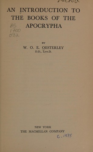 Cover for An introduction to the books of the Apocrypha