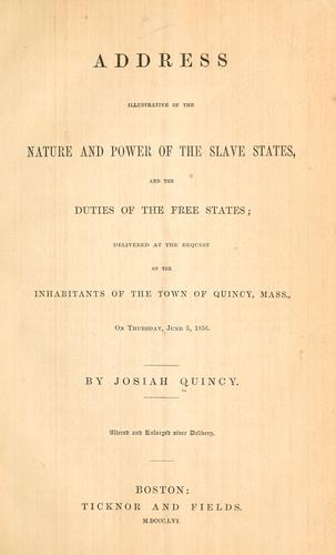 Cover for Address illustrative of the nature and power of the slave states, and the duties of the free states