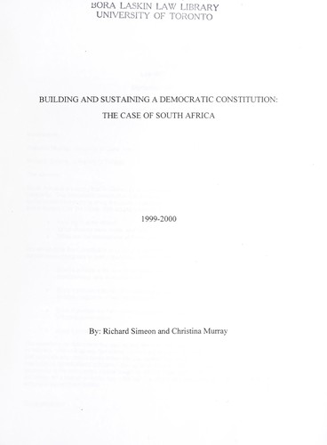 Cover for Building and sustaining a democractic constitution