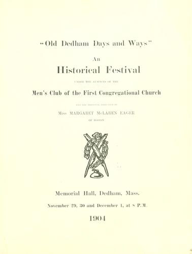 Cover for "Old Dedham days and ways"