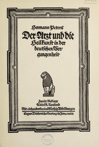 Cover for Der Arzt und die Heilkunst in der deutschen Vergangenheit