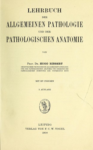 Cover for Lehrbuch der allgemeinen Pathologie und der allgemeinen pathologischen Anatomie