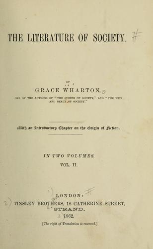 Cover for The literature of society