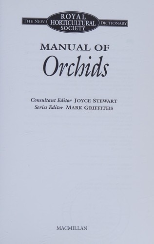 Cover for Manual of orchids