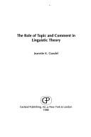 Cover for The role of topic and comment in linguistic theory