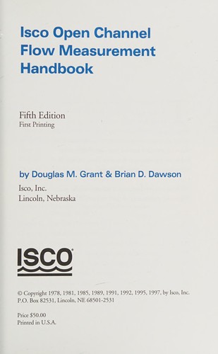 Cover for Isco open channel flow measurement handbook