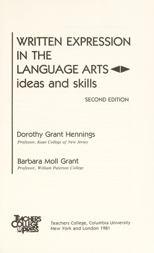 Cover for Written expression in the language arts
