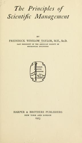 Cover for The principles of scientific management