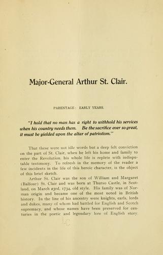 Cover for Major-General Arthur St. Clair