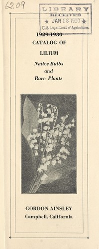 Cover for Catalog of lilium, native bulbs and rare plants