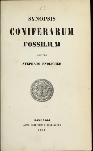 Cover for Synopsis coniferarum fossilium