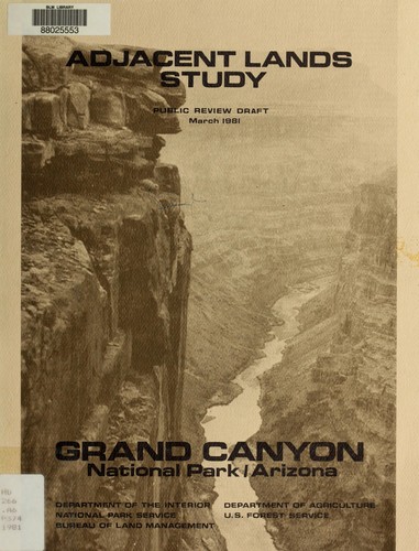 Cover for Adjacent lands study, Grand Canyon National Park, Arizona