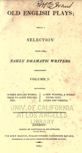 Cover for Old English plays