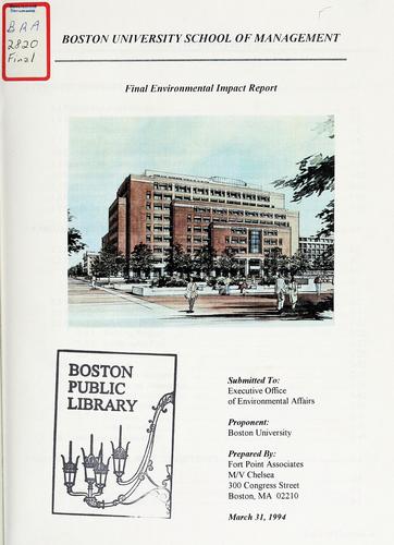 Cover for Boston university school of management draft environmental impact report