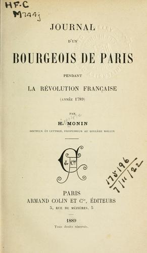 Cover for Journal d'un Bourgeois de Paris pendant la Revolution française (année 1789).