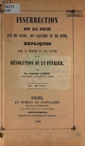 Cover for Insurrection du 23 [i.e. vingt-trois] juin: avec ses causes, son caractère ...