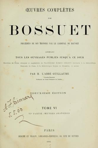Cover for Oeuvres complètes de Bossuet
