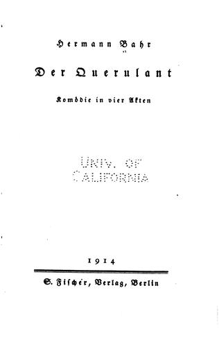 Cover for Der Querulant: Komödie in vier Akten