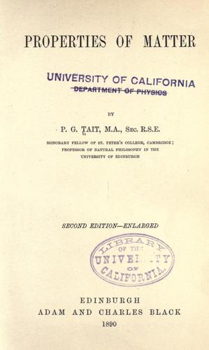 Cover for Properties of matter.