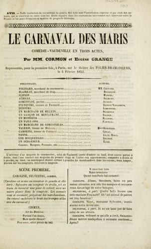 Cover for Le carnaval des maris