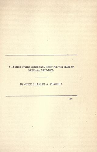 Cover for United States Provisional Court for the State of Louisiana, 1862-1865
