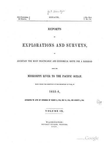 Cover for Reports of Explorations and Surveys, to Ascertain the Most Practicable and Economical Route for ...