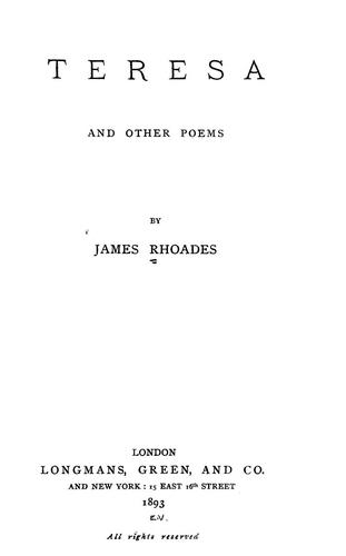 Cover for Teresa, and other poems