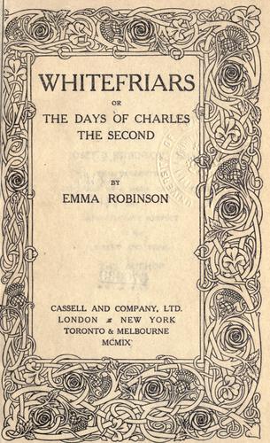 Cover for Whitefriars, or, The days of Charles the Second.