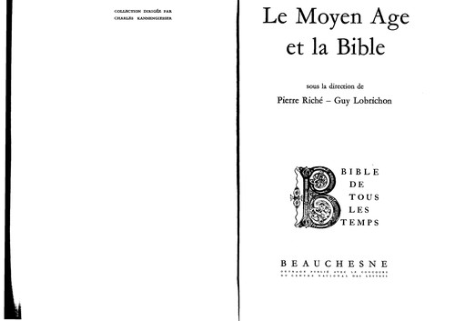 Cover for Le Moyen Age et la Bible