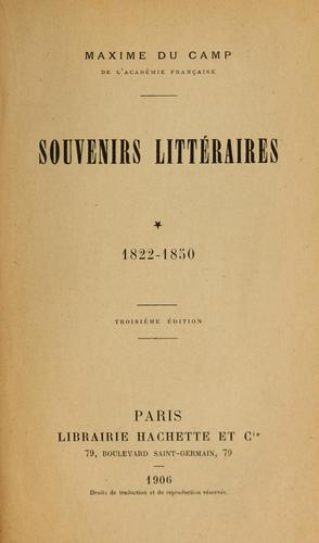 Cover for Souvenirs littéraires.