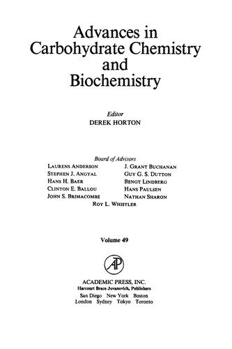 Cover for Advances in Carbohydrate Chemistry and Biochemistry, 49