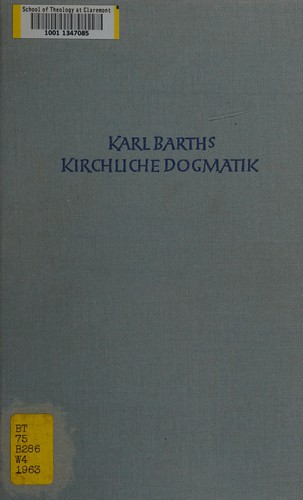 Cover for Karl Barths Kirchliche dogmatik
