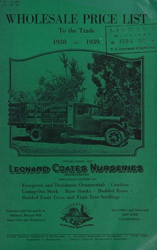 Cover for Wholesale price list to the trade, 1938-1939