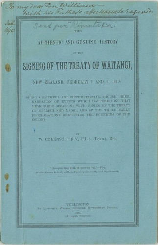 Cover for The authentic and genuine history of the signing of the Treaty of Waitangi, New Zealand, February 5 and 6, 1840