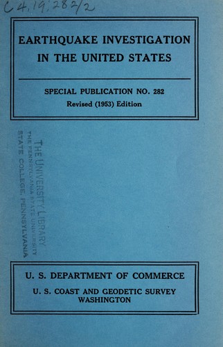 Cover for Earthquake investigation in the United States