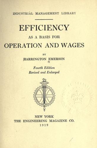 Cover for Efficiency as a basis for operation and wages.