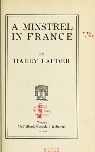 Cover for A minstrel in France