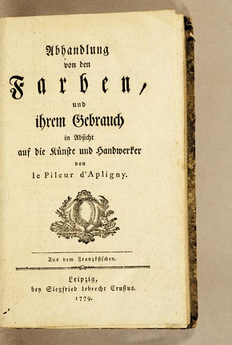 Cover for Abhandlung von den Farben, und ihrem Gebrauch in Absicht auf die Künste und Handwerker