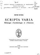 Cover for Scripta varia