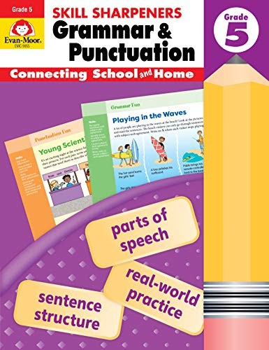 Cover for Evan-Moor Skill Sharpeners Grammar and Punctuation Grade 5, Full-Color Activity Book - Supplemental Homeschool Workbook